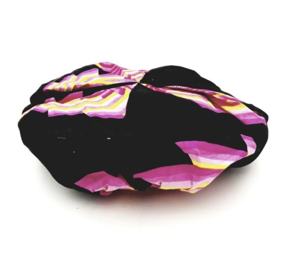 Bonnet satin rose et noir